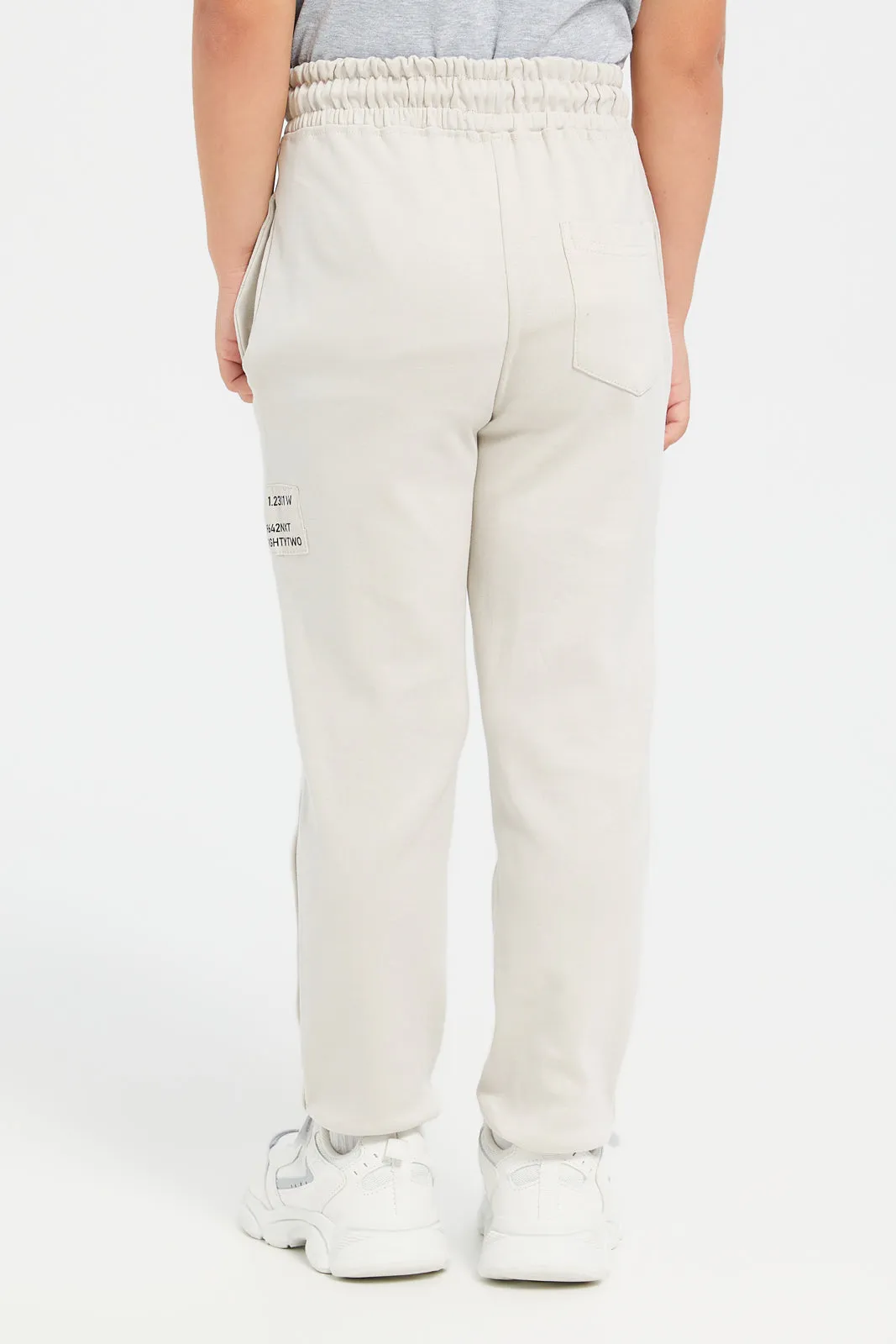 Boys Grey Printed Track Pants