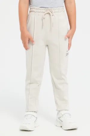 Boys Grey Printed Track Pants