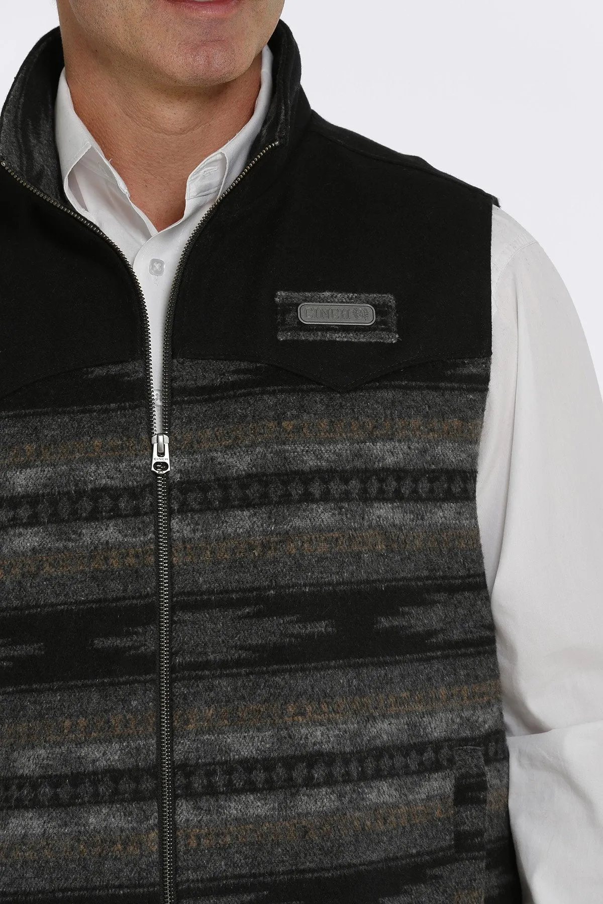 Cinch Men's Black and Gray Wooly Concealed Carry Vest
