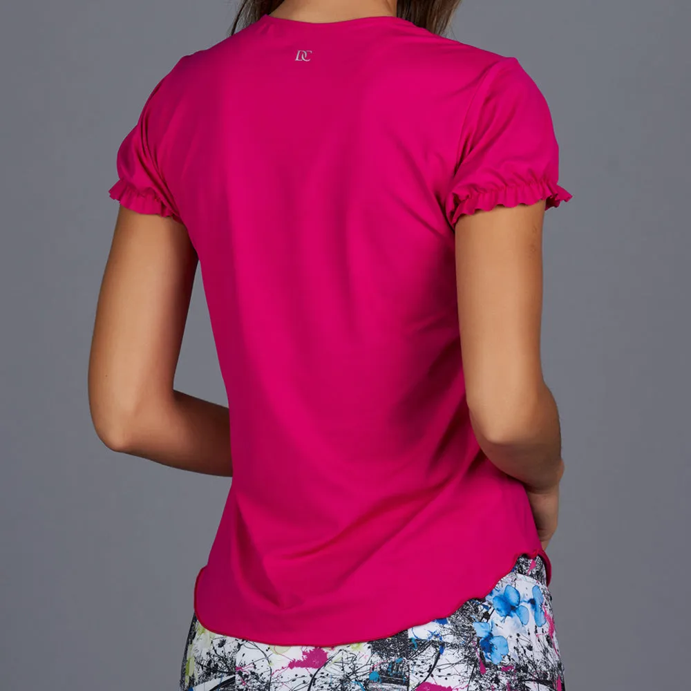City Etch Gathered-sleeve Tee (fuchsia)