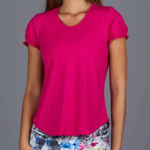 City Etch Gathered-sleeve Tee (fuchsia)