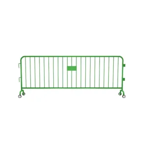 Crowdmaster® Crowd Control Powder Coated Steel Barricade - Roller Feet - 8.5 Ft Long - Green