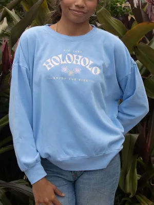 HIC HOLOHOLO WOMENS CREW FLEECE - SURF BLUE