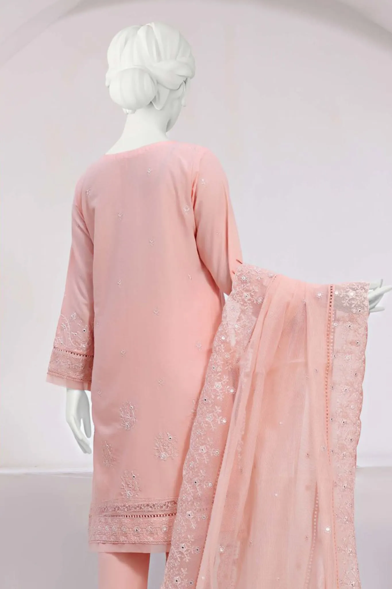 Hz Festive Fusion Stitched 3 Piece Emb Series Vol-01 Collection'2023-02-A-Peach