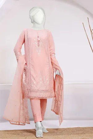 Hz Festive Fusion Stitched 3 Piece Emb Series Vol-01 Collection'2023-02-A-Peach