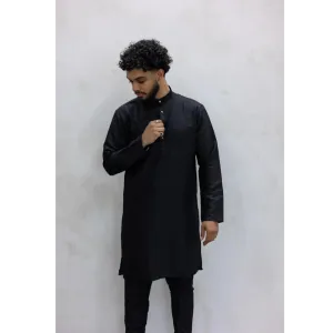 Sale Two Piece Suit Straight Fit Kurta - Black