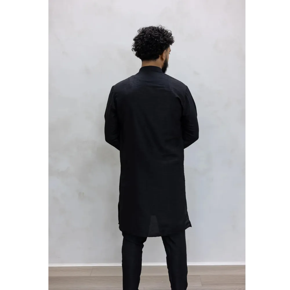Sale Two Piece Suit Straight Fit Kurta - Black