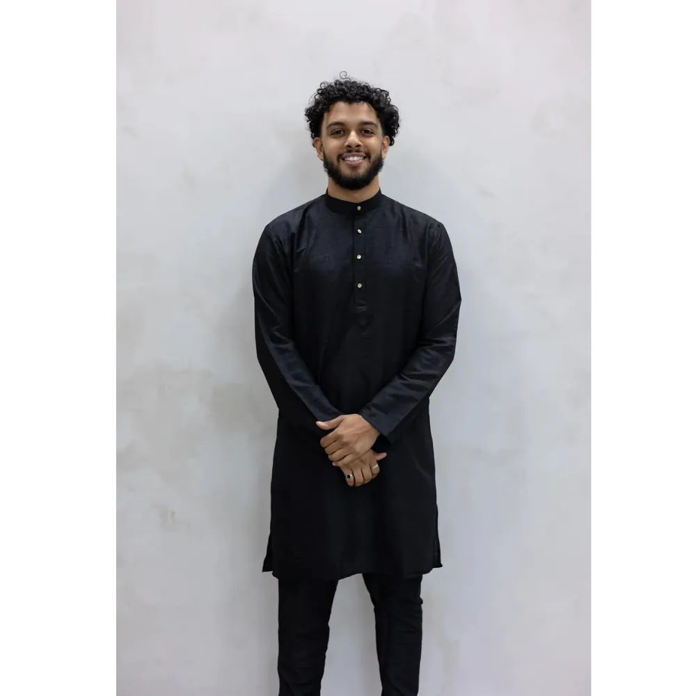 Sale Two Piece Suit Straight Fit Kurta - Black