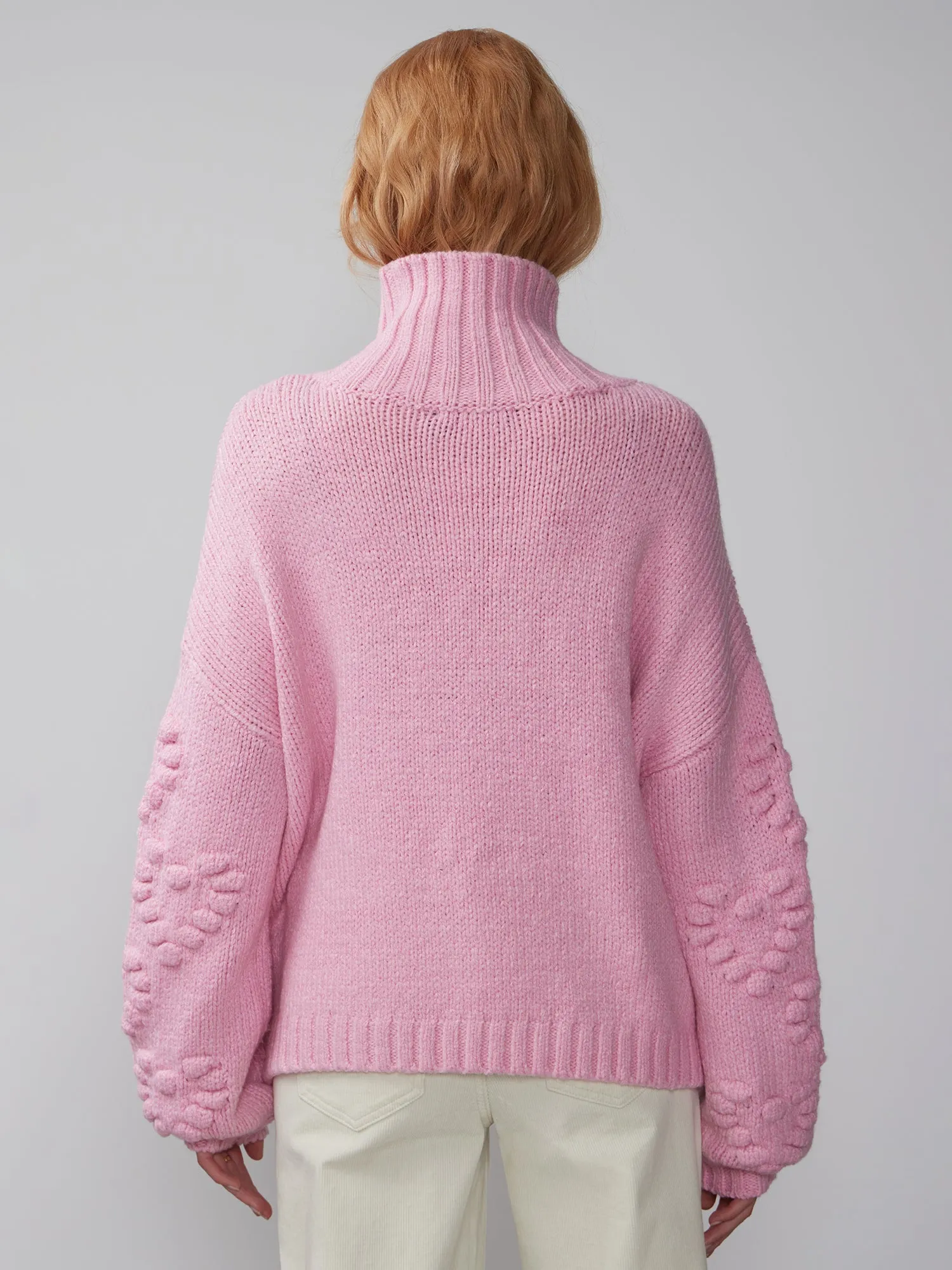 Turtleneck Bobble Heart Sweater