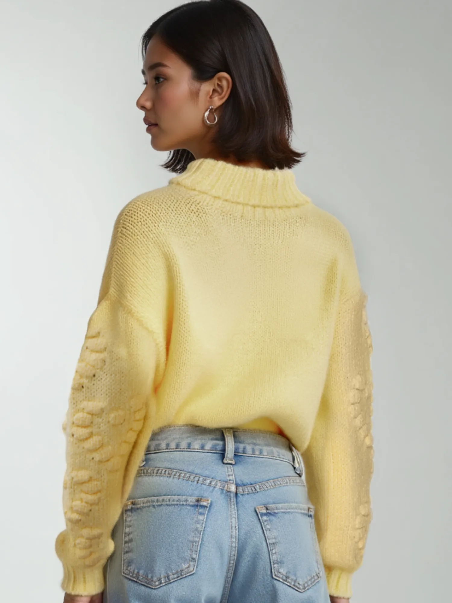 Turtleneck Bobble Heart Sweater