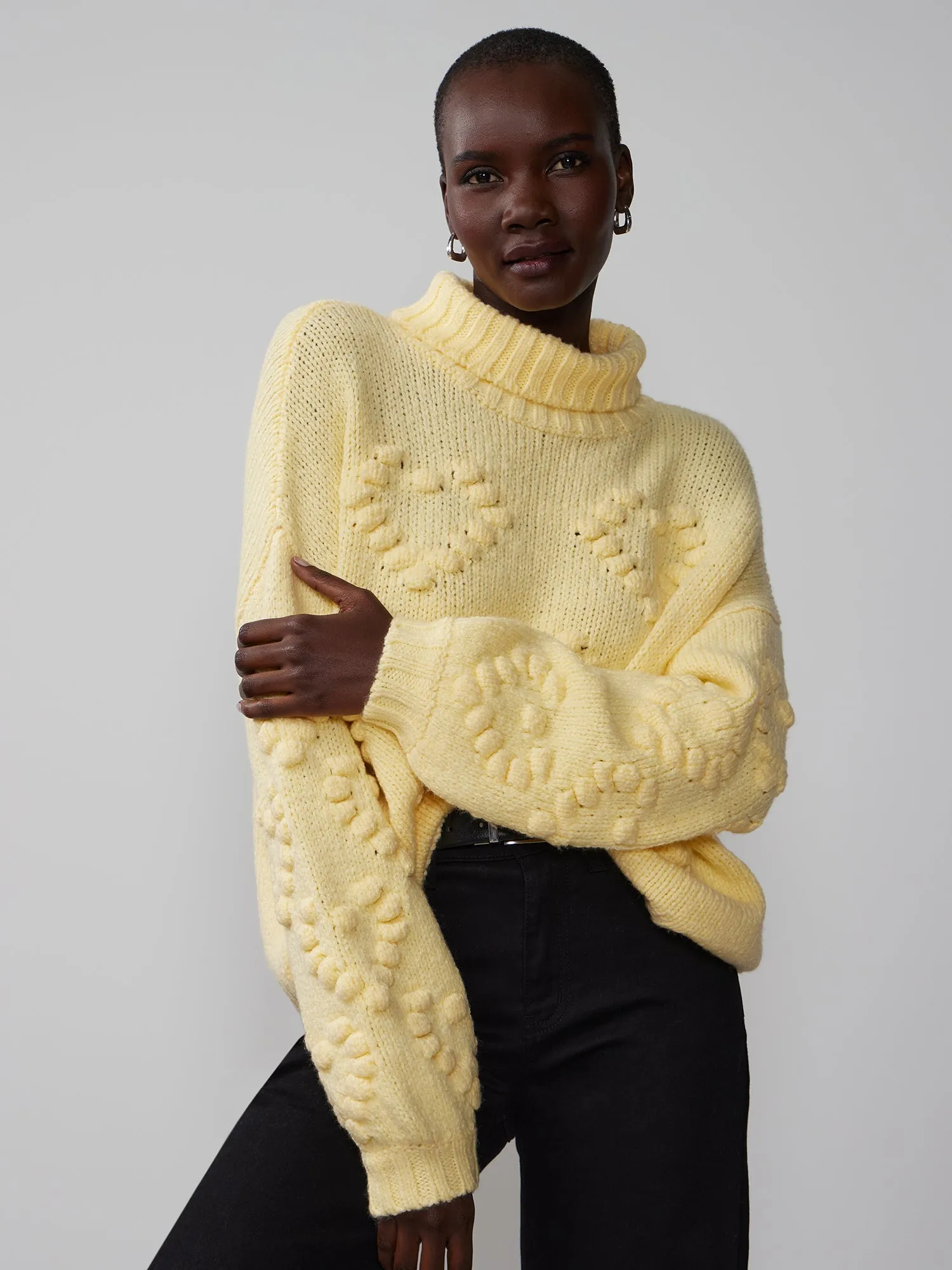 Turtleneck Bobble Heart Sweater