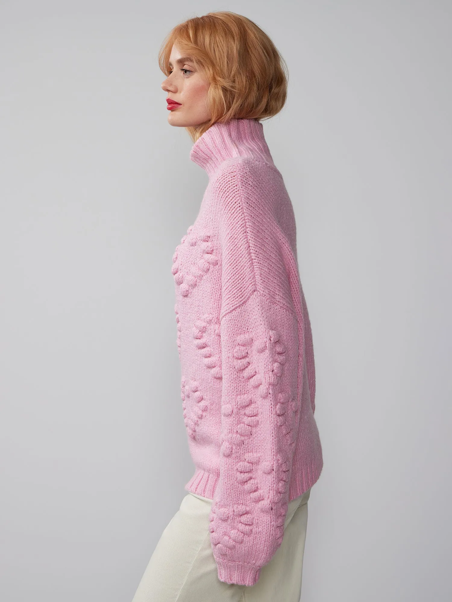 Turtleneck Bobble Heart Sweater